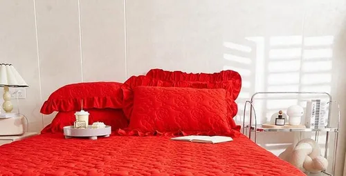 Vista 12 de Colcha acolchada de algodón brocado con patrón de flores, falda de cama con volantes, tamaño Queen, beige