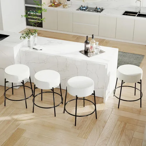 Vista 10 de SoarFlash - Juego de 2 taburetes de bar modernos giratorios, taburetes de barra de 24" Sherpa con asiento giratorio de altura de mostrador