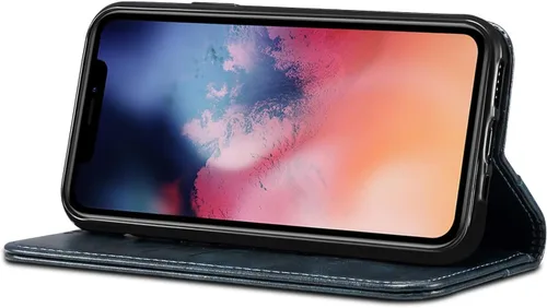 Vista 4 de SINIANL - Funda de piel compatible con iPhone 11, diseño de libro tipo cartera, cierre magnético con soporte y ranuras para tarjetas de crédito
