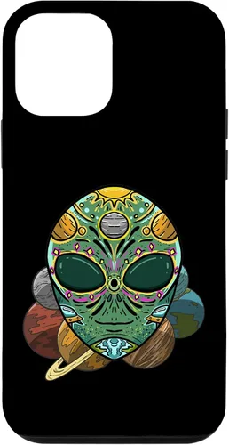 Vista 12 de Funda de regalo para iPhone 14 Alien Sugar Skull Galaxy Retro ET Dia De Los Muertos
