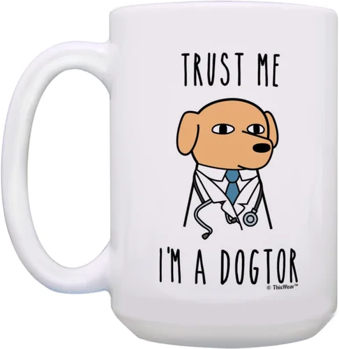 Vista 5 de ThisWear Trust Me I'm a Dogtor - Taza de café macho de 15 onzas, 1 paquete 15oz - Masculino