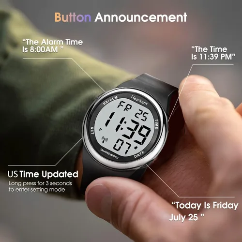 Vista 2 de Reloj Parlante Atómico se Ajusta Automáticamente para Personas con Discapacidad Visual o Personas Mayores LCD Números Grandes Fácil de Leer Reloj