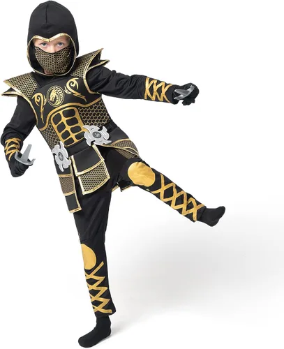 Vista 4 de Spooktacular Creations Kids Golden Ninja costume for Boys Halloween Dress Up