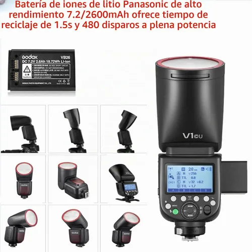 Vista 4 de Godox V1 V1-C V1C Versión USA Flash de Cámara para Cámara Canon Flash Speedlite Speedlight, 76Ws 2.4G TTL1/8000 HSS, 480 Disparos a Potencia