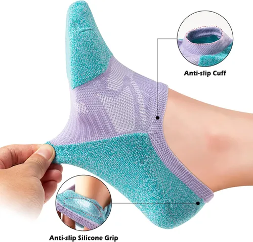 Vista 4 de WISVOOO No Show Socks Women Low Cut Cushioned Athletic Ankle Running Compression Socks 5 Pairs