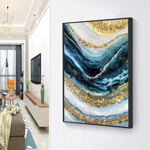Vista 4 de JATOK Kits de pintura abstracta de diamantes 5D para adultos, pintura de ondas de paisaje con diamantes, cuadros bordados redondos completos, kits