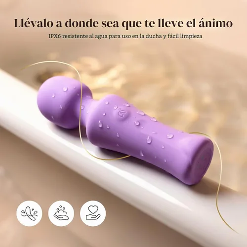 Vista 6 de Tracy's Dog Vibrador de varita de bolsillo, mini masajeador inalámbrico para mujeres, estimulación de clítoris, 4 niveles de intensidad Lavanda