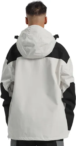 Vista 34 de GSOU SNOW Chaqueta de esquí para hombre, abrigo de nieve para snowboard, cálido, invierno, impermeable, con capucha