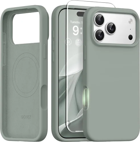 Vista 129 de GONEZ Funda magnética para iPhone 14, compatible con Magsafe, con protector de pantalla + protector de cámara, forro de microfibra antiarañazos