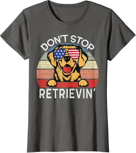 Vista 10 de Don't Stop Retrievin' Golden Retriever Dog Camiseta, Negro