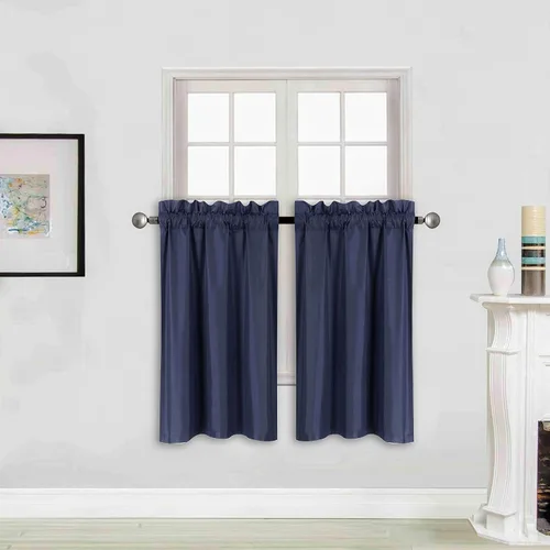 Vista 13 de Better Home Style - Cortina aislante para ventana, 2 paneles, 100% opaca, paneles cortos para cocina, baño o cualquier ventana pequeña