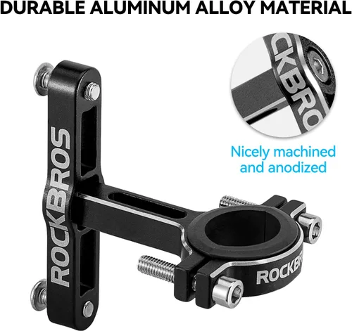 Vista 6 de ROCKBROS Adaptador de jaula de botella de bicicleta, manillar de bicicleta, soporte de botella de agua, soporte de botella de aluminio ajustable