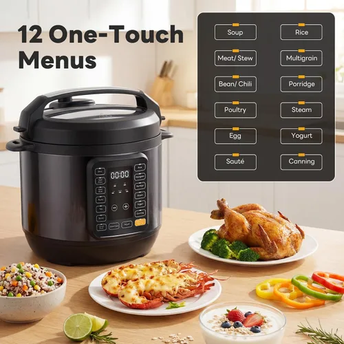 Vista 3 de DUMOS Olla a presión eléctrica 16 en 1, olla multicocción programable de 8 cuartos con 12 ajustes preestablecidos de un solo toque, yogur de vapor