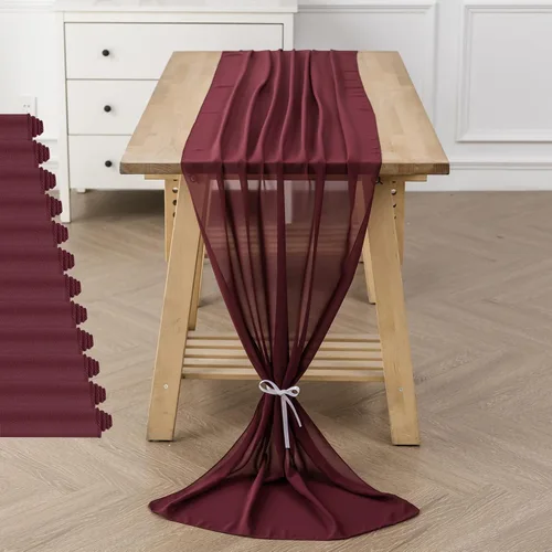 Vista 8 de Paquete de 2 caminos de mesa de gasa de 10 pies de 29 x 120 pulgadas, camino de mesa romántico transparente para boda, fiesta de cumpleaños