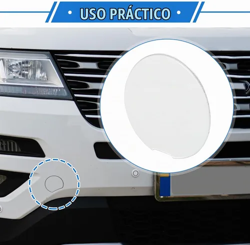 Vista 2 de Tapa de gancho para remolque de automóvil compatible con Ford Explorer 2011-2015, parachoques delantero blanco de plástico duradero