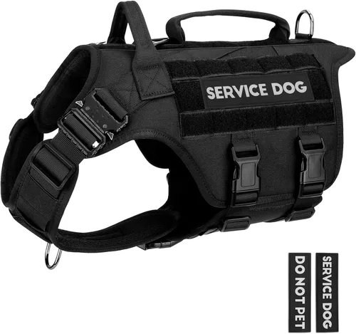 Vista 12 de Arnés táctico para perros - PETNANNY Chaleco para perro de servicio para perros grandes Cobertura corporal completa en arnés para perros de Rosa