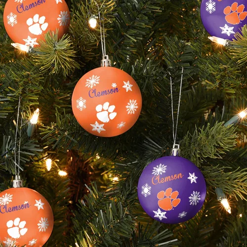 Vista 2 de FOCO NCAA - Juego de 5 adornos inastillables para árbol de Navidad con logotipo del equipo Color del