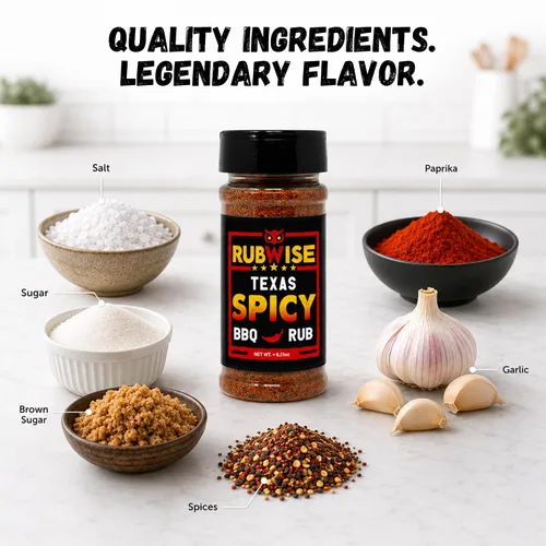 Vista 3 de RubWise Texas Style Spicy BBQ Rub, sin condimento MSG, 6.25 onzas