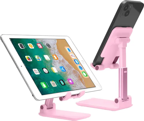 Vista 9 de HOTEMIA Soporte para teléfono celular, soporte plegable ajustable para teléfono para escritorio, soporte de iPhone compatible con todos los Negro