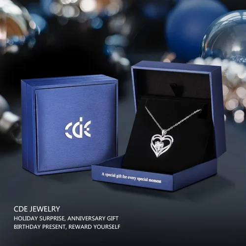Vista 6 de CDE Collares de corazón para mujer, plata esterlina 925, dije de piedra natal, aniversario, cumpleaños, Navidad, día de San Valentín, joyería