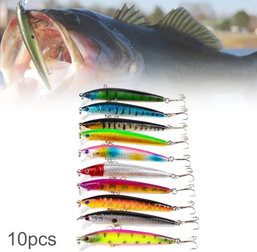 Vista 3 de 10 señuelos de pesca Minnow Crankbaits, cebos duros de pesca, señuelos Minnow señuelos Topwater señuelos cebos