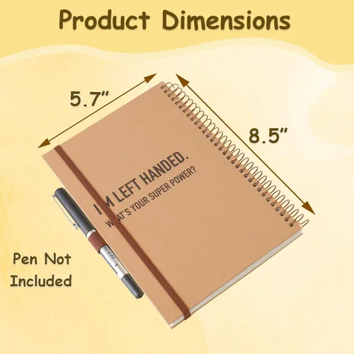 Vista 2 de Urby Cuaderno para zurdos con rayas universitarias, tapa dura, 8.5 x 5.7 pulgadas Papel premium, 160 páginas, 1 tema, regalo ideal para zurdos