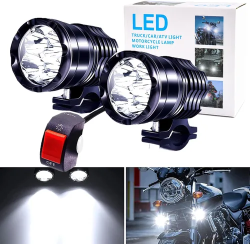 Vista 6 de Kits de luces de conducción para motocicleta, luces de marcha de 60W con interruptor, luz universal de 12V-60V para moto, bicicleta eléctrica, ATV