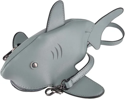 Vista 5 de QZUnique Bolso de hombro de tiburón de dinosaurio para mujer, diseño de animales 3D, con cremallera, bolso cruzado tipo mensajero para niña