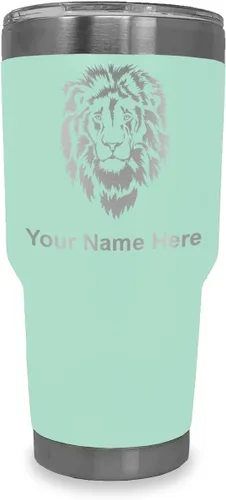Vista 14 de LaserGram Vaso aislado al vacío de 20 onzas, cabeza de león, grabado personalizado incluido (negro)