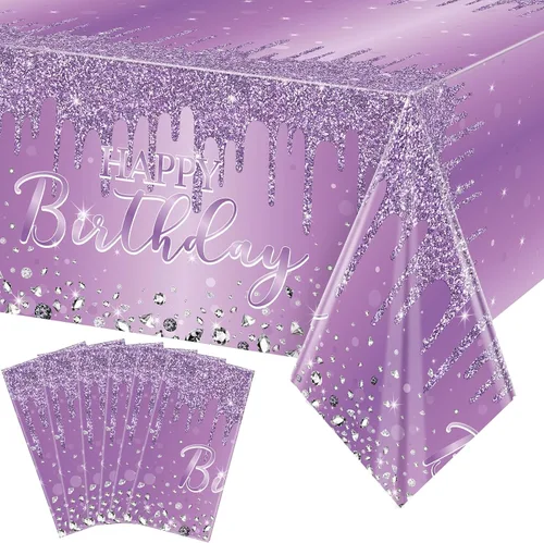 Vista 14 de Pajean Mantel de plástico con lentejuelas de diamantes con brillantina para fiesta de niña y niña, mantel de plástico con lentejuelas para niñas