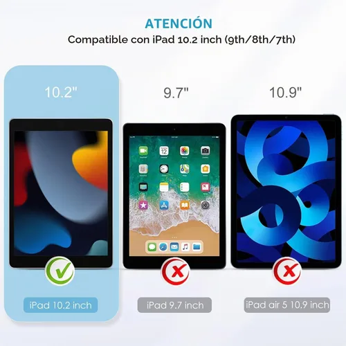Vista 2 de KIQ Paquete de 2 protectores de pantalla de vidrio templado compatibles con iPad de 9ª, 8ª y 7ª