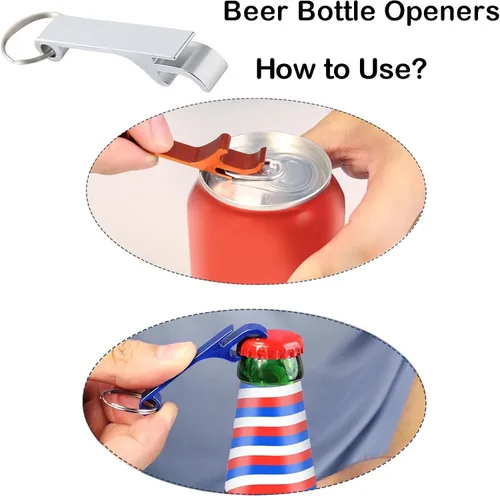 Vista 9 de Abrelatas de acero inoxidable, ajustable, antideslizante, multifuncional, juego de abridor múltiple con abridor de tarros y llavero abrebotellas
