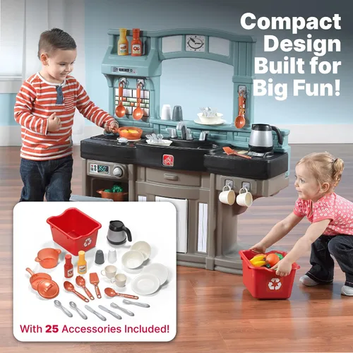Vista 3 de Step2 Best Chefs - Juego de cocina para niños, cocina para interiores y exteriores, juego interactivo con luces y sonidos, hecho de plástico