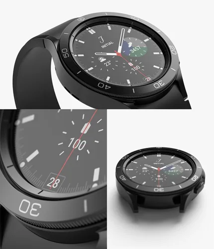Vista 5 de Ringke Estilo de bisel interior compatible con Samsung Galaxy Watch 4 Classic de 1.654 pulgadas, acero inoxidable antiarañazos anillo interior bisel