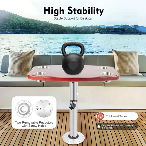 Vista 4 de Juego de patas de mesa de barco, mesa de pontón rectangular, mesa de pedestal de barco pontón, mesa extraíble extragrande - con 4 portavasos