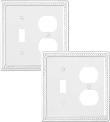 Vista 28 de Paquete de 2 cubiertas de placa de interruptor de luz de doble palanca, cubiertas decorativas de placa de doble interruptor Pearls, placa de pared