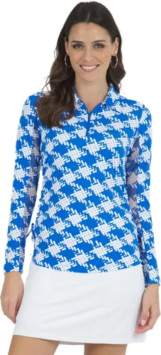 Vista 5 de IBKUL Athleisure Wear - Polo de manga larga con protección solar UPF 50+ Icefil Cooling Kimberly Print de longitud ajustable - 48376