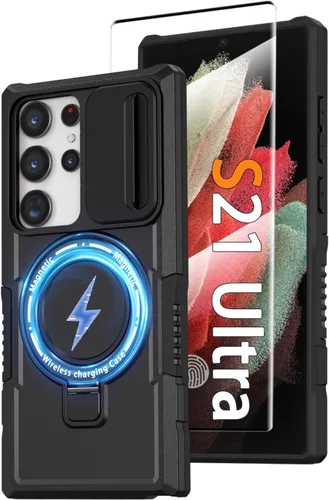 Vista 35 de Funda magnética para Samsung Galaxy Note 20 Ultra con soporte de anillo [con protector de pantalla] [Compatible con carga inalámbrica MagSafe] Funda
