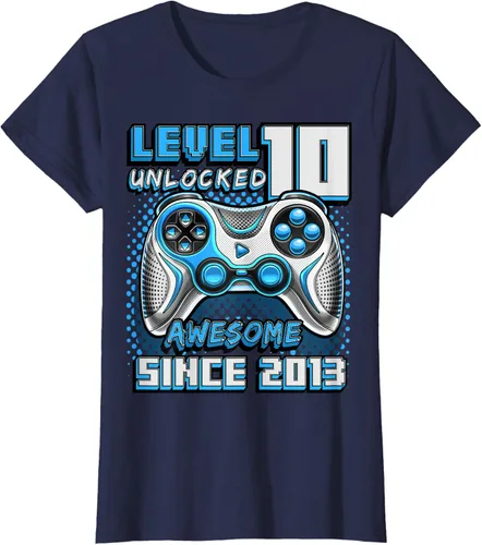 Vista 35 de Level 10 Unlocked Awesome 2013 Video Game 10th Birthday Boy T-Shirt, Negro