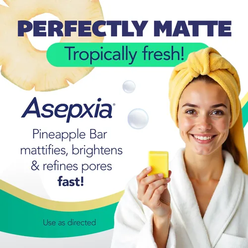 Vista 3 de Asepxia Jabón en barra, limpiador facial exfoliante no abrasivo con enzima de piña natural y extracto de agave, limpiador facial purificador