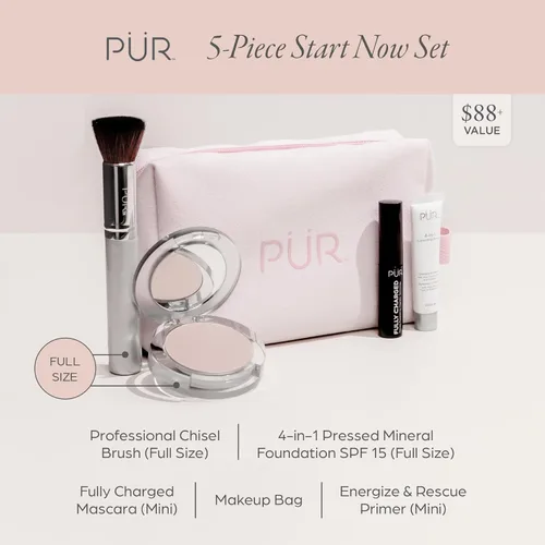 Vista 2 de PÜR Minerals Multitasking Essentials Kit - Makeup Gift Set Includes 4-in-1 Correcting Primer, Fully Charged Mascara, 4-in-1 Pressed Mineral Powder &
