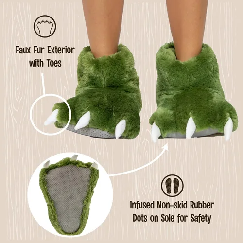Vista 5 de Lazy One - Pantuflas con diseño de garra de animal para niños y adultos, disfraz divertido para niños, cálidas pantuflas peludas