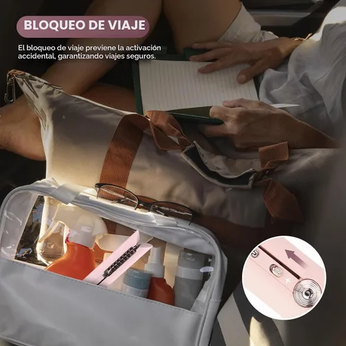 Vista 8 de Plancha sin cable, mini alisador de pelo y rizador para llevar (rosa)