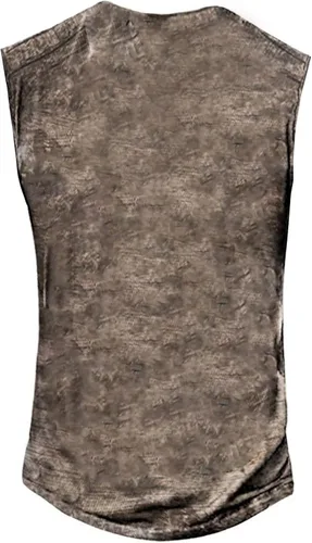 Vista 2 de Camiseta sin mangas con cuello en V para hombre, estilo Henley, desgastada, con estampado
