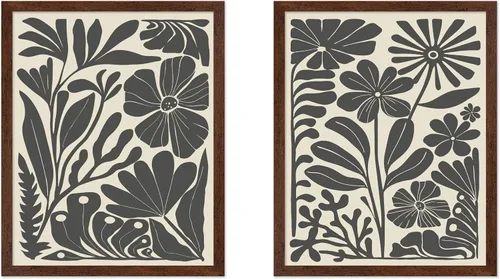 Vista 16 de Poster Master Póster botánico vintage de 3 piezas, estampado floral retro, regalo para artistas, amigos, flores de acuarela, brillante, azul