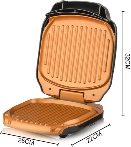 Vista 5 de Panini Press, sandwichera y parrilla compacta para interiores, almacenamiento vertical, rejillas antiadherentes fáciles de limpiar, con luces