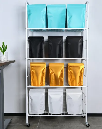 Vista 6 de FireKylin Paquete de 100 bolsas resellables con pie, bolsas a prueba de olores con cierre de cremallera de aluminio para embalaje