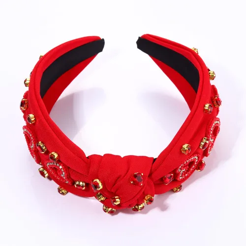 Vista 7 de MOLOCH Diadema de corazón rosa para mujer con diamantes de imitación, diadema de corazón con nudo de cristal, banda ancha de terciopelo a la moda