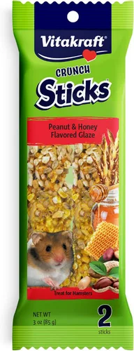 Vista 12 de Vitakraft Crunch Sticks Hamster Treats sabor manzana y miel, paquete de 2 palitos masticables crujientes saludables para hámsters y jerbos - Juguete
