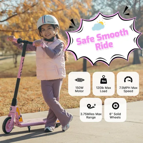 Vista 5 de Gotrax Electric Scooter for Kids 6-12, Max 3.75 Mile & 7.5Mph,Thumb Control Rosa claro